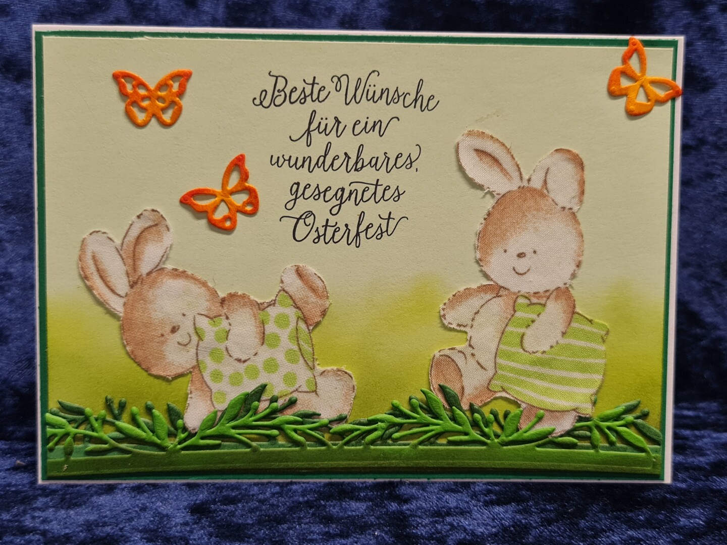 Osterkarte Hasen mit Kissen